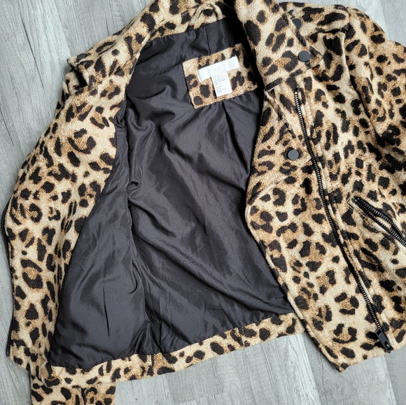 H&M leopard twill moto jacket - Picture 2 of 4